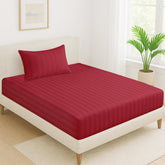 1 Single Bedsheet For King Size With 1 Pillow Covers | 36 X 78 Inches, Red - 130 Thread Count Soft & Comfortable | Ideal For Bedroom, Guest Room, House