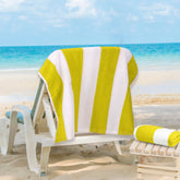 Maxnap Sunstripe Premium Cabana Striped Towel 600 Gsm | 100% Cotton, Soft & Quick-Dry Pool Towels - Set Of 2 (Yellow)