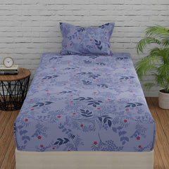 Cotton Single Bedsheets With 1 Pillow Covers - 55 X 88 Inches, Light Purple & Blue | Ideal For House - Bedroom, Guest Room, Perfect Gift For Festivals
