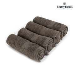 Earthy Fables Premium Face Towels 800 Gsm | Ultra Soft, Quick Dry & Highly Absorbent, For Gym, Travel & Acne-Prone Skin | Set Of 4 (Grey)