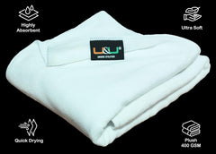 U & U Unique Utilities Microfiber Bath Towels Large Size 400 Gsm | Bath Towel For Men & Women | Soft, Ultra Absorbent & Quick-Dry Towels For Bathing (White)