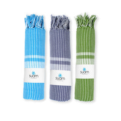 Suam Poppy Pure Cotton Towel 400 Gsm | Lightweight, Quick Dry 220 Tc Luxury Bath Towel For Beach & Gym (Blizzard Blue,Flint Grey & Kelly Green)- Pack Of 3