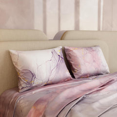 Super King Bedsheet With 2 Pillow Covers - 108 X 108 Inches, Lavender & Peach | Hypoallergenic, Breathable, Gentle On Skin & Hair, Fade & Wrinkle Resistant, Wedding Gift For Couples