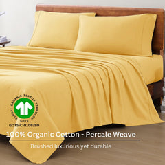 Includes 1 Flat Super King Bedsheet With 2 Pillow Covers - 108 X 108 Inches, Yellow | Soft - Breathable & Comfortable, Machine Washable | Natural Softness & Breathability
