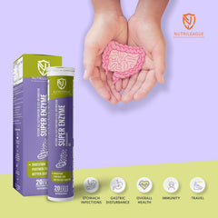 Nutrileague Super Enzyme Quick Relief Indigestion,100% Natural, Alpha Galactosidase, Lipase, Protease, Lactase Better Metabolism & Gut Health | 20 Effervescent Tablet, 100gm 0.2lbs Each Pack Of 2