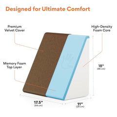Wedge Pillows, Orthopedic Memory Foam Back Support For Bed, Brown, Medium Size - 18 L X 17.5 W X 11 H Inch | Wedge Cushion, For Acid Reflux, Snoring, Leg Elevation, Removable Cover