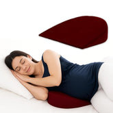Memory Foam Pregnancy Pillow Wedge For Belly & Back Support, Maroon Color | Maternity Pillow For Sleeping - Comfortable Support For Pregnant Women | Ideal Gift For First - Time Moms