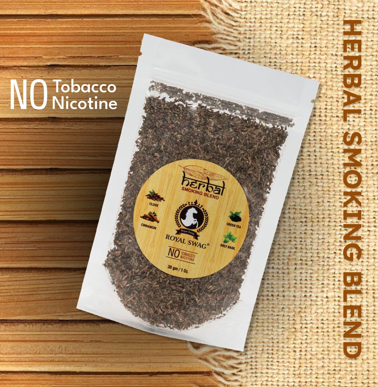 Royal Swag Tobacco & Nicotine Free Smoking Mixture With 100% Natural Herbal Smoking Blend 1 Pack 30gm Royal Swag Tobacco & Nicotine Free Smoking Mixture With 100% Natural Herbal Smoking Blend 1 Pack 30gm