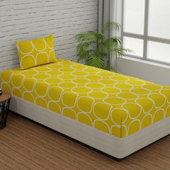 Single Bed Sheet Size - 55 X 88 Inches With 1 Pillow Covers, Yellow | Wash Dark Colors Separately | Lightweight, Soft, & Comfortable Bedsheet