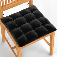 Square Chair Pads Cushion, For Comfortable Sitting, Black Color - 40 X 40 Cm | Seat Cushions With Ties For Sitting, Pooja, Dining & Office Table | Furniture Cushion, Washable - Pack Of 1