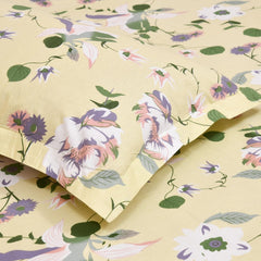 King Size Pure Cotton Floral Sheet With 2 Pillow Covers | 108 X 108 Inches, Yellow & Green | Perfect For Gifting On Weddings, Housewarmings, Or Anniversaries