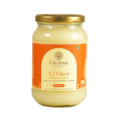 Organic A2 Buffalo Desi Ghee By Grama Essence | Rich In Nutrients Traditional Bilona Method Healthy Desi Ghee For Bones Health | (500ml) 16.9 Ounce | Jar Pack