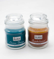 SANDAL & OCEAN BREEZE JAR CANDLE SET OF 2 | PARAFFFIN WAX BURNING TIME 30 HOURS