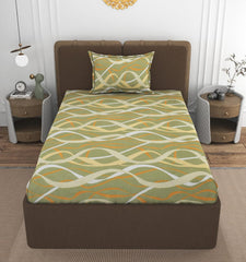 1 Single Bedsheet With 1 Pillow Cover - All Around Elastic Fitted | 100% Premium Fabric Is Lightweight, Soft & Comfortable | Size 36 X 72 X 8 Inches, Green