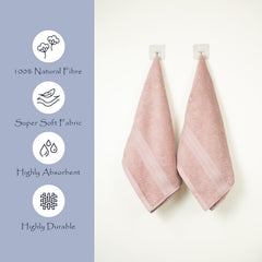 Rangoli 100% Cotton Fibre 2 Hand Towel 500 Gsm | Highly Durable & Super Absorbent Towel | Skin-Friendly & Quick Drying Luxury Towels (Peach)