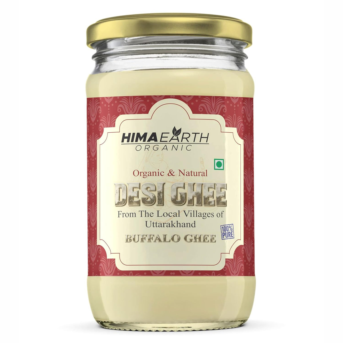 Pure Premium Bilona Desi Buffalo Ghee By Himaearth Organic | Traditional Vedic Bilona Method Made Danedar Ghee Good For Improve Bone Health | (500ml) 16.9 Ounce | Jar Pack