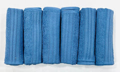 Bombay Dyeing Tulip 100% Soft Cotton Hand Towels 1200 Gsm (Surf Blue) - Set Of 6