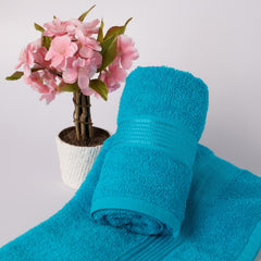Kopa Quick Dry 100% Cotton Soft Terry Hand Towel 380 Gsm | Quick Dry 100% Cotton Super Absorbent, Lightweight (D'Ross) Hand Towel (Turq)- Pack Of 2