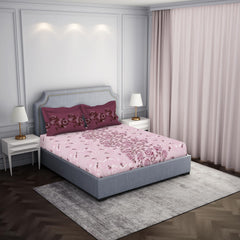 100% Cotton Bedsheet For Double Bed With 2 Pillow Cover - 88 X 100 Inches, Pink | Breathable & Super Soft | All Seasons & Easy To Wash