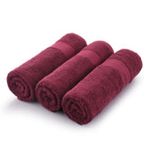 Himeya 100% Cotton Bath Towel 1400 Gsm | Bath Towel For Men & Women - Wine Red (3 Piece)
