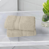 Bama 100% Cotton Hand Towel 500 Gsm | Soft & Absorbent Hand Towels For Bathroom, Kitchen, Gym (Light Brown) - Set Of 2