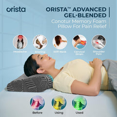 Advance Gel Blended Cervical Memory Foam Pillow, Grey, King Size - 23 X 14.5 X 4.5 Inch | Neck & Shoulder Support, Pillow For Sleeping | Improves Posture & Spinal Alignment - Set Of 1