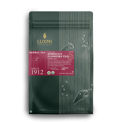 Luxmi Estates Hibiscus Flowers Herbal Tea - 250gm, 8.8 Ounce, 125 Cups | USDA Certified Organic Tea - Caffeine Free Herbal Tea | Cut & Sifted, Gluten Free, Non GMO, Great For Iced Tea & Hot Tea