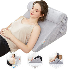 Orthopedic Bed Wedge Pillow, Adjustable Wedge Cushion, Grey - 22 X 22 X 12 Inch | Head Rest Pillow, Acid Reflux, Heartburn, Leg Support Pillow, Back Support, Pregnancy Pillow, Comfortable