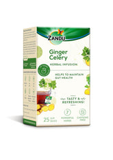 Zandu Ginger Celery Herbal Infusion Green Tea - 25 Tea Bags | Maintains Gut Health - Aids In Metabolism & Detoxification | Enriched With 7 Powerful Herbs - Caffeine Free