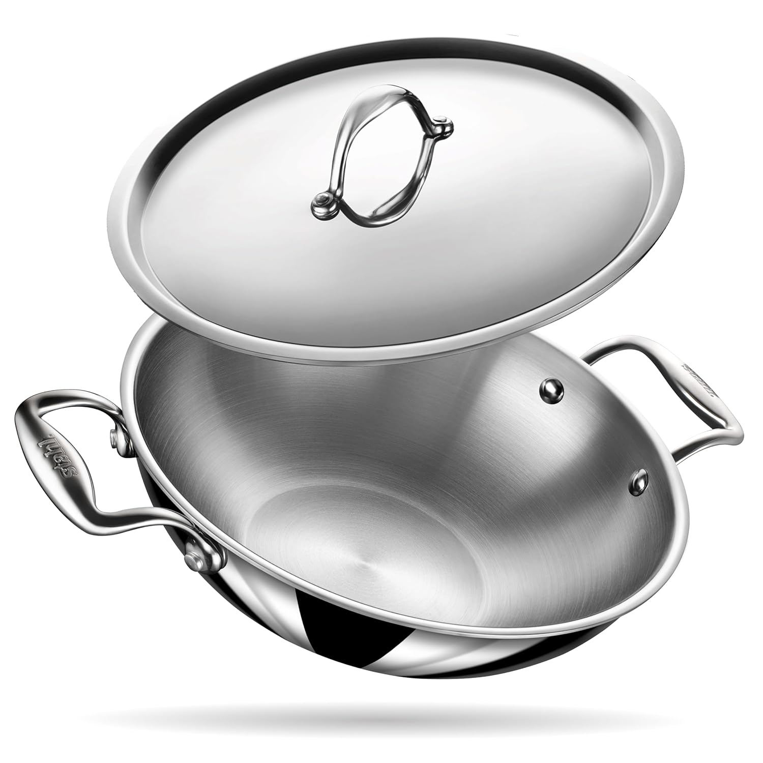 Artisan Triply Silver Stainless Steel Kadhai With Lid, 2.4 Liters | Kadai For Cooking, Stainless Steel Cookware Triply Kadai, Induction & Gas Stove Compatible, 24 Cm Artisan Triply Silver Stainless Steel Kadhai With Lid, 2.4 Liters | Kadai For Cooking, Stainless Steel Cookware Triply Kadai, Induction & Gas Stove Compatible, 24 Cm