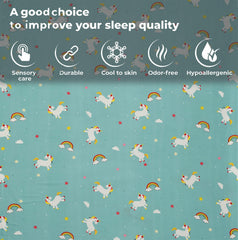 Wrinkle Free Soft Kids Double Bedsheets For King Size With 2 Pillow Cover | 90 X 95 Inches, Sky Blue | Cartoon Printed Design | Child Bedroom Decor