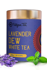 Udyan Tea Lavender Dew White Tea - 50gm, 1.7 Ounce, 25 Cups | Soothing Floral Blend With Lavender, Rose & Mint - Rich In Antioxidants For Healthy Skin | Low Caffeine Fresh Loose Leaf