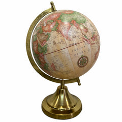 Home Decor Globe 8 Inch, For Adult, Showpiece, Office Table | Beige World Map For Kids & Students Learning, Pack Of 1