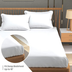 Queen Size Solid Plain Bedsheet Set Includes 2 Pillow Covers - 90 X 95 Inches, White | Exceptional Softness & Breathability | Premium Microfiber Material