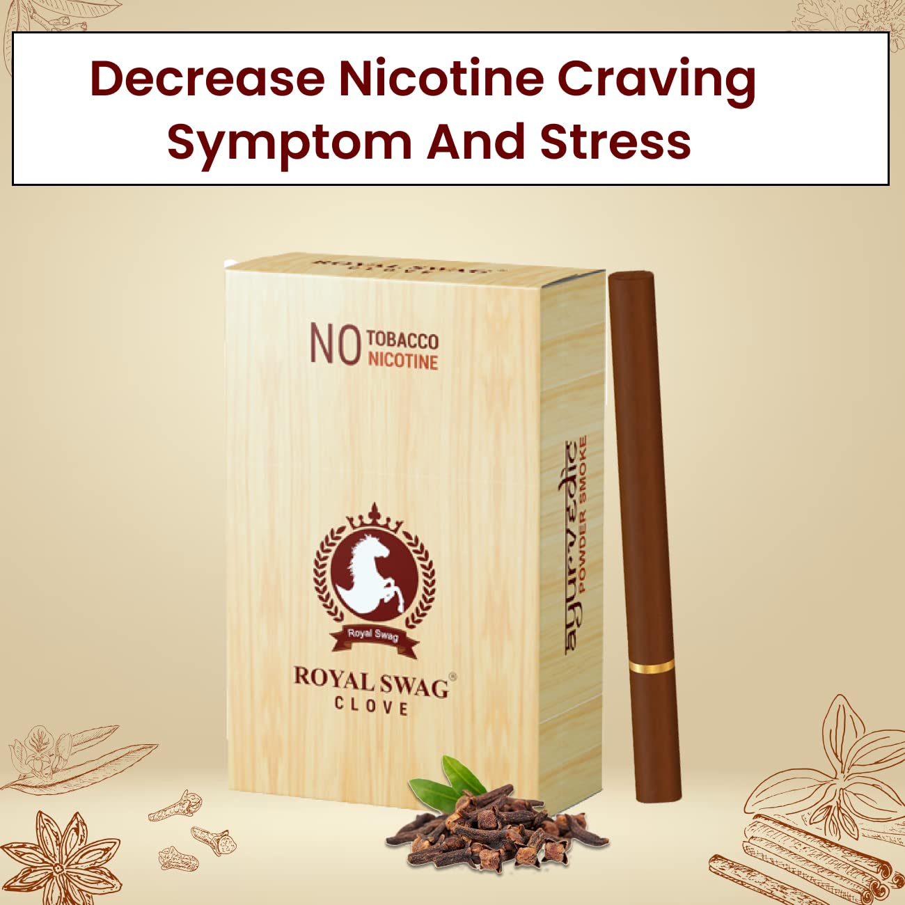 Royal Swag Ayurvedic Herbal Nicotine Free Cigarettes 100% Tobacco-Free 100% Nicotine-Free Clove, Frutta, Mint Flavoured | Smoking Cessation Pack Of 30 With 15g Lip Balm Royal Swag Ayurvedic Herbal Nicotine Free Cigarettes 100% Tobacco-Free 100% Nicotine-Free Clove, Frutta, Mint Flavoured | Smoking Cessation Pack Of 30 With 15g Lip Balm