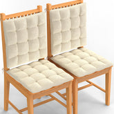 Square Chair Pads Cushion, For Comfortable Sitting, Cream Color - 40 X 40 Cm | Seat Cushions With Ties For Sitting, Pooja, Dining & Office Table | Furniture Cushion, Washable - Pack Of 4