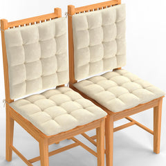 Square Chair Pads Cushion, For Comfortable Sitting, Cream Color - 40 X 40 Cm | Seat Cushions With Ties For Sitting, Pooja, Dining & Office Table | Furniture Cushion, Washable - Pack Of 4