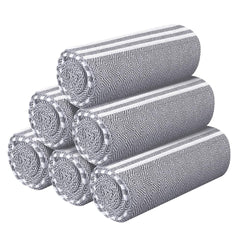 Destin Home Turkish Peshtemal Beach Towels 2 Kg | Cotton Soft, Lightweight, Quick-Drying & Absorbent For Beach Pool Spa Picnic Travel (Charcoal Grey)- Set Of 6