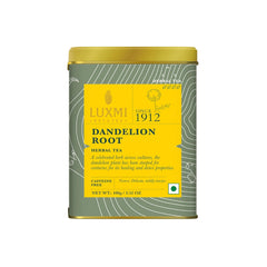 Luxmi Estates Dandelion Root Herbal Tea - 100gm Tin Caddy, 3.5 Ounce, 50 Cups | USDA Certified Organic Herbal Tea - Single Ingredient, Caffeine-Free Loose Leaves