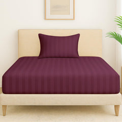 1 Single Bedsheet For King Size With 1 Pillow Covers | 36 X 78 Inches, Wine - 130 Thread Count Soft & Comfortable | Ideal For Bedroom, Guest Room, House