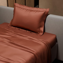 Single Bedsheet With 1 Pillow Cover - 60 X 90 Inches, Brown | Premium Bedding Set, Home Decor, Wedding Gift For Couples, Housewarming, Anniversary