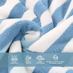 Maxoshine Microfiber Towels For Bath Large Size-Super Soft Coral Fleece Bathing Towel With Hook Quick Dry Super Absorbent-Bath Towel For Men & Women (Blue)