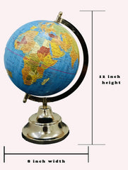 Rotating World Globe 8 Inch With Metal Arc & Stand For Show Pieces For Home Decor, Office Decor, Study Table Decor, Birthday, Party Gifts & Anniversary, Blue, Pack Of 1