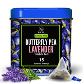 Blue Tea Butterfly Pea Flower Lavender Herbal Tea - 15 Pyramid Tea Bags | No Preservatives Or Artificial Colors - Caffeine Free, Non-GMO, Antioxidant-Rich