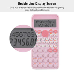 EooCoo 2-Line Standard Scientific Calculator, Cute Desk Accessories, Portable and Cute School Office Supplies, Suitable for Primary School to College Student Use(Pink)