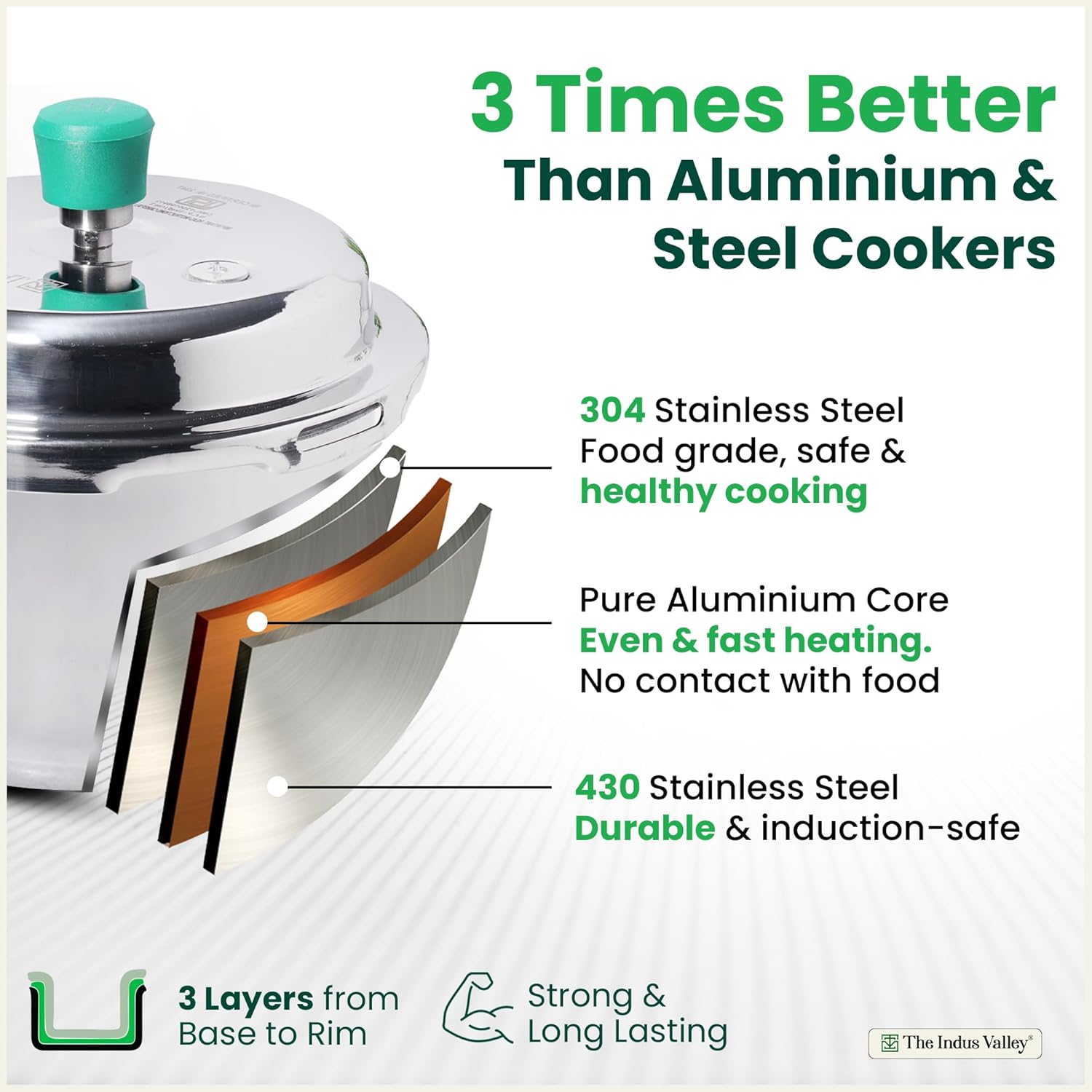Triply Stainless Steel Pressure Cooker Outer Lid Combo + Free Wooden Chopping Board - 2 Ltr + 5 Ltr | Induction Friendly, ISI-Certified, Nonstick 3-Layer Body, 100% Pure & Toxin-Free Triply Stainless Steel Pressure Cooker Outer Lid Combo + Free Wooden Chopping Board - 2 Ltr + 5 Ltr | Induction Friendly, ISI-Certified, Nonstick 3-Layer Body, 100% Pure & Toxin-Free