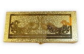 Premium Decorative Designer Mdf Golden Gifting Cash Box, Shagun Box, Jewellery Box, Money Box, Gaddi Box 20x8.5x4cm, Pattern - Embossed Peacock