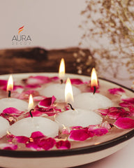 WHITE COLOUR NUGGETS FLOATING CANDLES GRACEFULLY ON WATER | SET OF 20