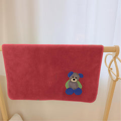 Maxoshine Microfiber Kids Bath Towels 300 Gsm | Quick Drying Towels For Unisex Kids-Teddy Bear Print Baby Towel For Boys & Girls (Red)
