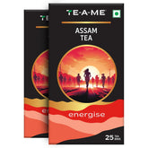 TE-A-ME Energise Assam Tea - Pack Of 2 X 25 Tea Bags | Rich & Robust Flavor, Full-Bodied & Strong Tea - Premium Black Tea | Contains Caffeine, Non-GMO, Gluten Free - Packaging Might Vary